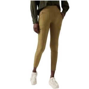 Athleta Curvy Headlands Hybrid Cargo II Tights in Golden Olive, Plus size 16